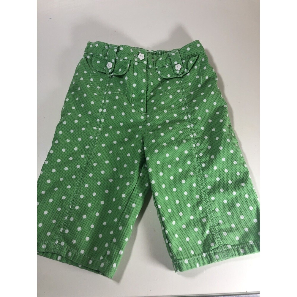 Gymboree 2T Polka Dot Capris Pants Lime Green Daisy Buttons 2004